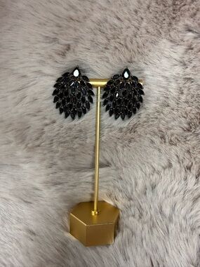 Black Marquise Cluster Statement Earrings